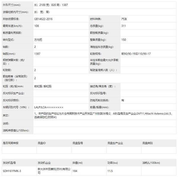 奔达燎700上线工信部！另有无极525R、东风CLX250等