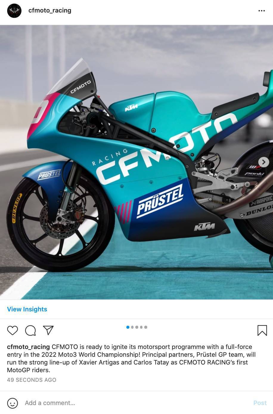 官宣:CFMOTO正式宣布加入Moto3赛事