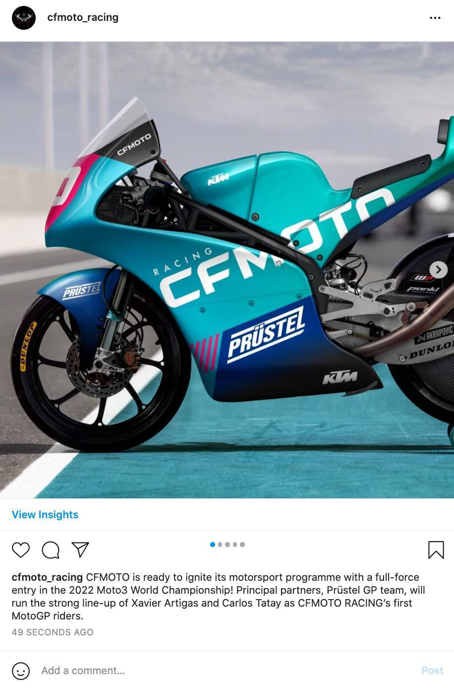 春风将加入2022赛季Moto3,使用KTM RC4,未来将使用自研赛车