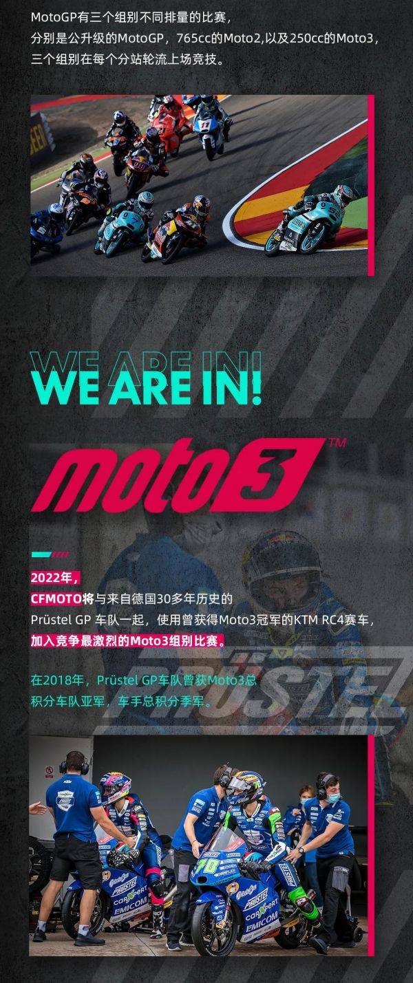 CFMOTO进军MOTOGP，以中国车队名义而战！