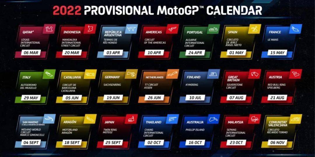 2022赛季MOTOGP赛程曝光，增加2个新赛道！