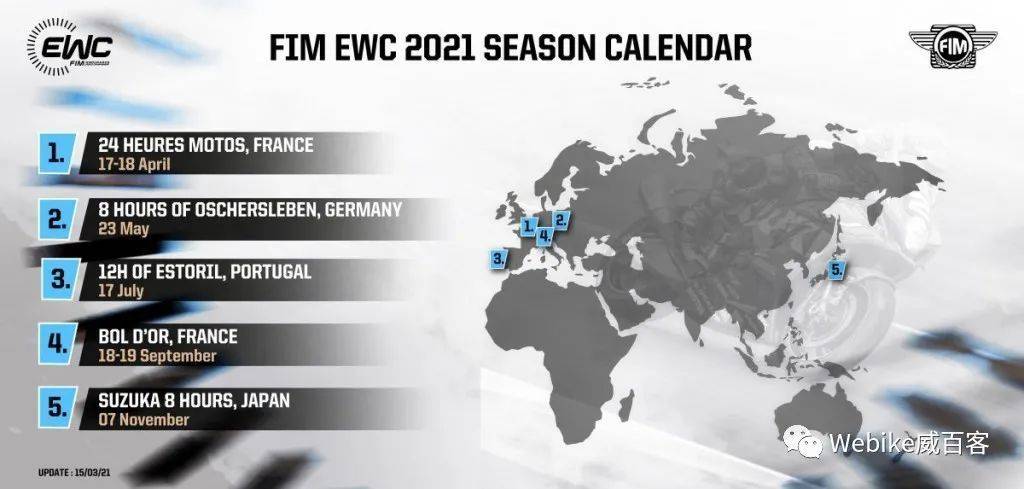 FIM EWC/世界耐力锦标赛2021赛季赛程更动