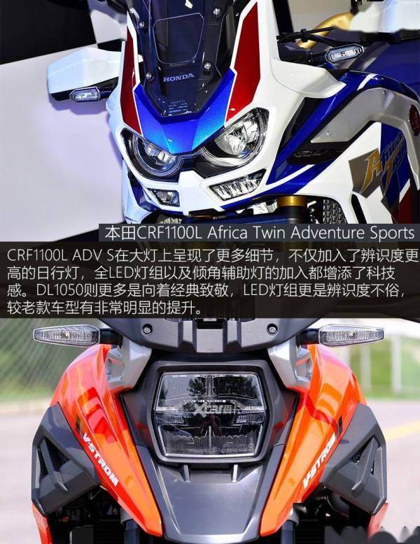 日系公升级adv本田CRF1100L对比铃木DL1050